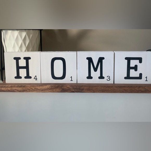 Wooden home decor scrabble tiles on stand - Picture 9 of 9